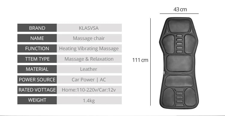 Heating Full Body Massager Cushion for Car or Home