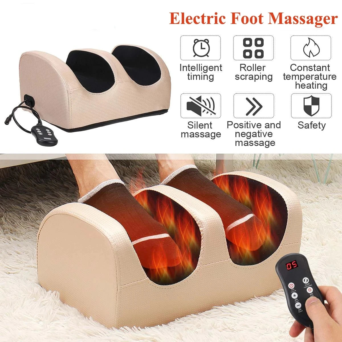 Electric Foot Massager with Heating Therapy